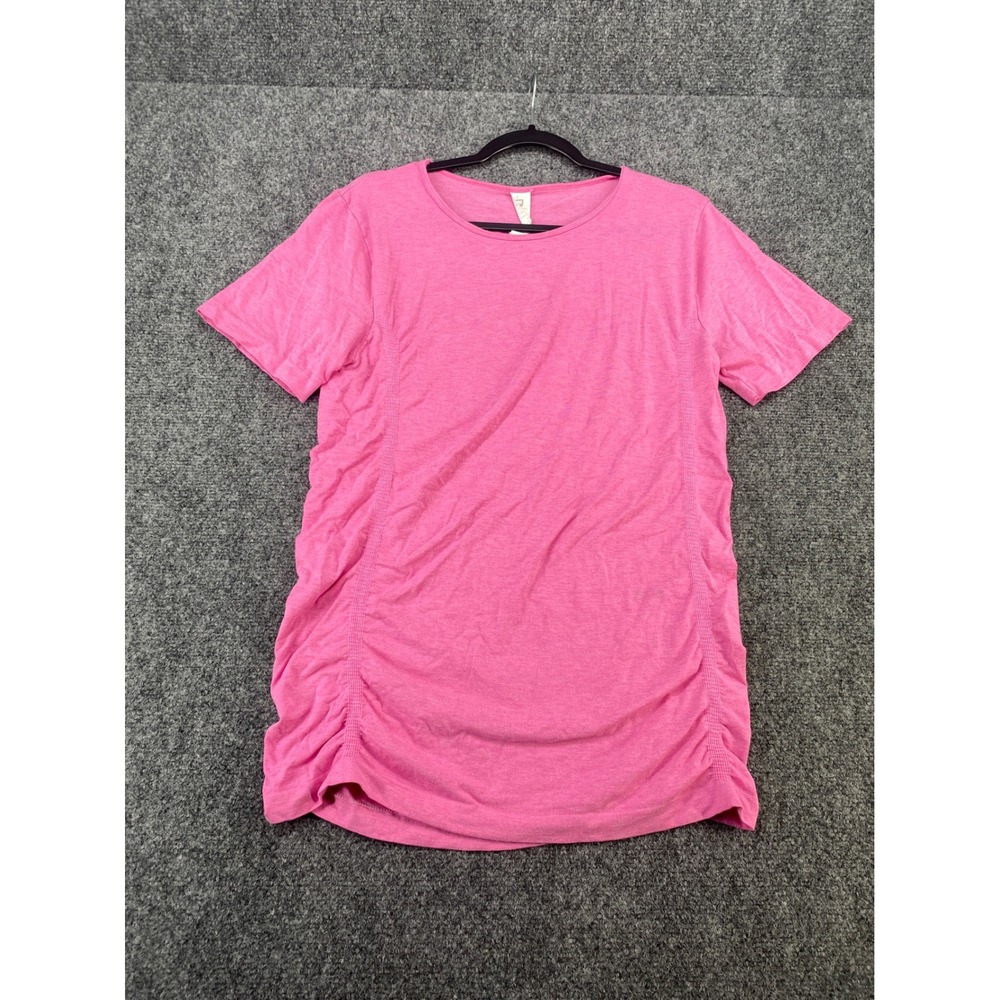 Fabletics Ruched Side Activewear T-Shirt Womens Large Pink Heathered Yoga Top
